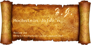 Hochstein Jolán névjegykártya